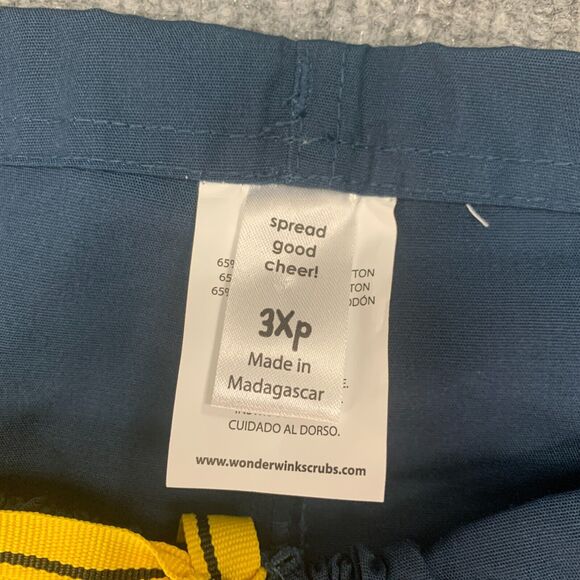 WonderWink Origin Papa Drawstring Scrub Pants Women Unisex 3XP Petite Navy Blue - Picture 4 of 14